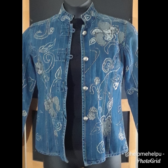 Chicos Sequin/Embroidered Denim Jacket - Picture 6 of 16